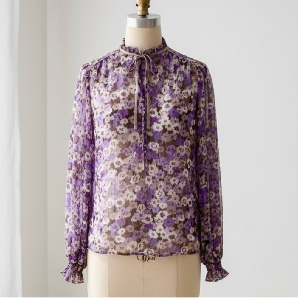 Sabina Musayev Atara Lilac Print Blouse NWT